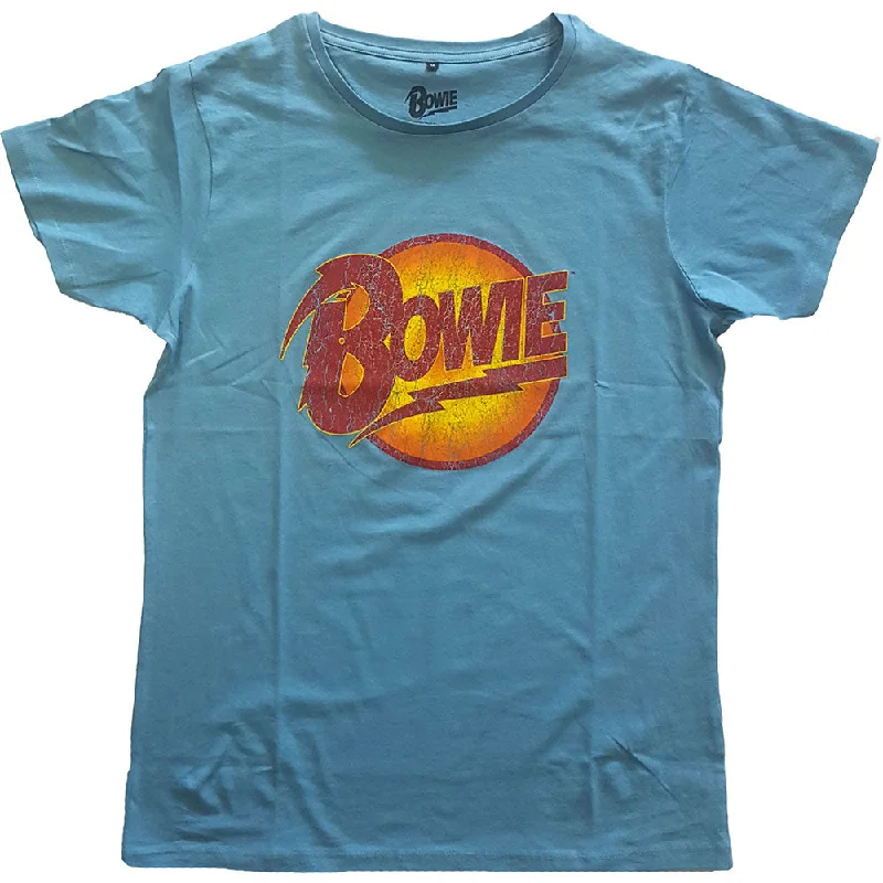 David Bowie | Official T-Shirt | Vintage Diamond Dogs Blue Zippered Front Buttoned Front Snap Front David Bowie | Official T-Shirt | Vintage Diamond Dogs Blue Zippered Front Buttoned Front Snap Front