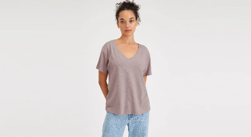 Deep V-Neck Tee, Regular Fit Boxy Fit Fitted Loose