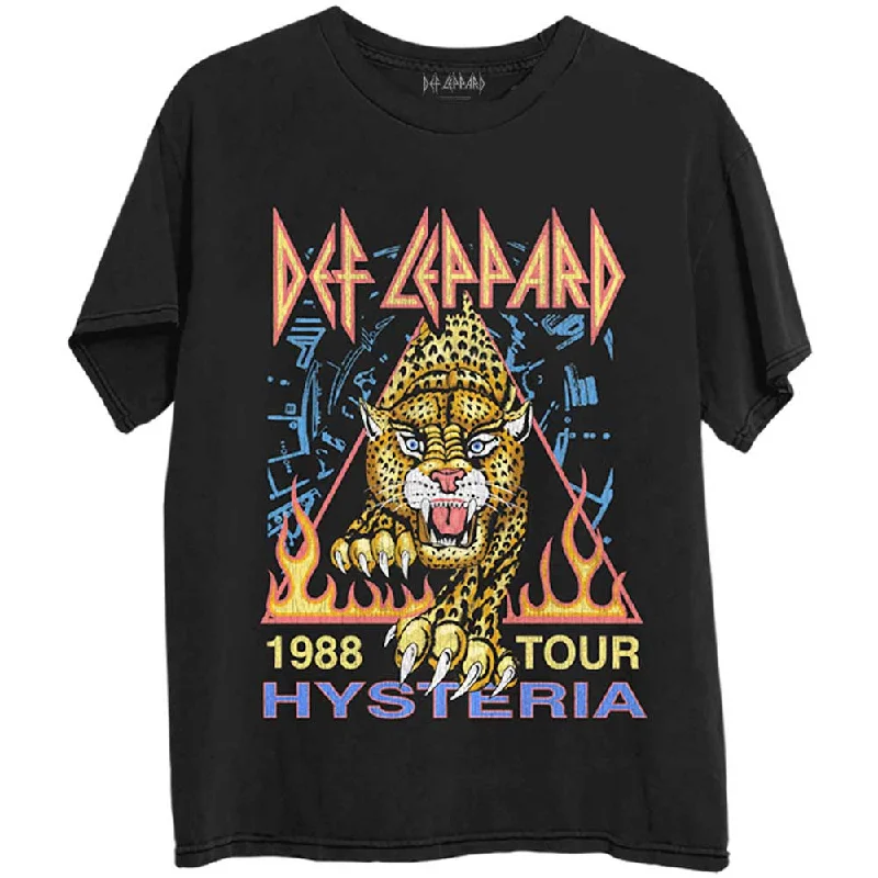 Def Leppard | Official Band T-Shirt | Hysteria '88 (Back Print) Hooded Caped Shawl Collar