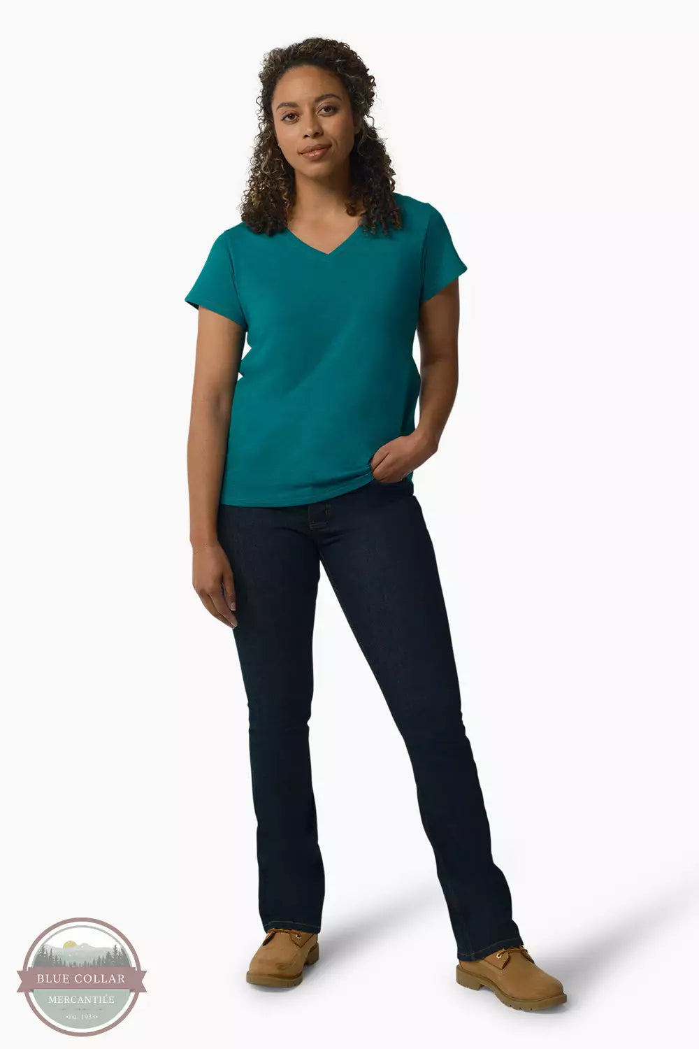 FS201DL2 Short Sleeve V-Neck T-Shirt Elegant Classic Vintage