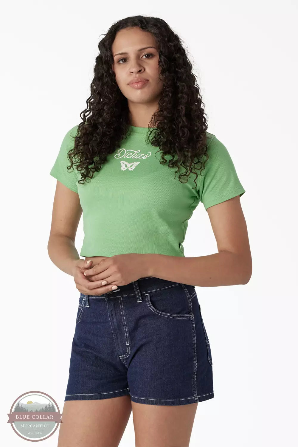 FSR64AR2 Butterfly Graphic Cropped T-Shirt Seamless Knitted Crochet