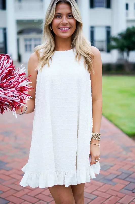 Eleanor Mini Dress - Cream Trendy Tulle Mini Dress