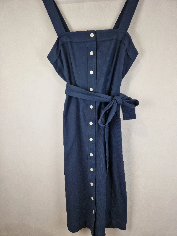 Everlane button down NAVY COTTON midi dress - size 12 ( generous fit ) Comfortable Short Sleeve Midi Dress