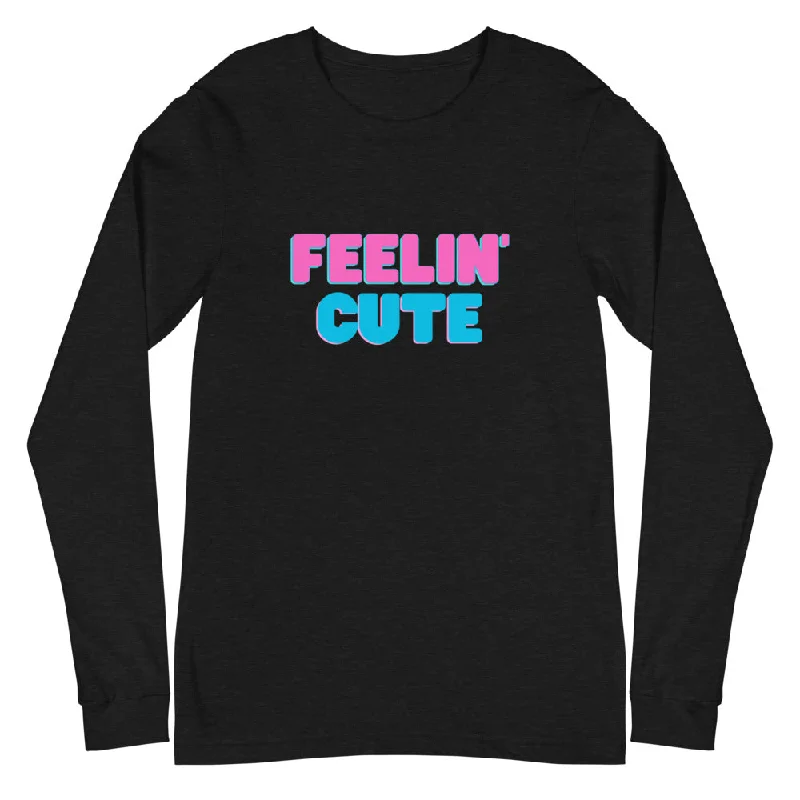 Feelin' Cute Long Sleeve Tee Embroidered Appliqued Beaded
