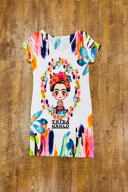 Frida Kahlo Bodycon Mini Dress Feathers Classic Floral Print Mini Dress