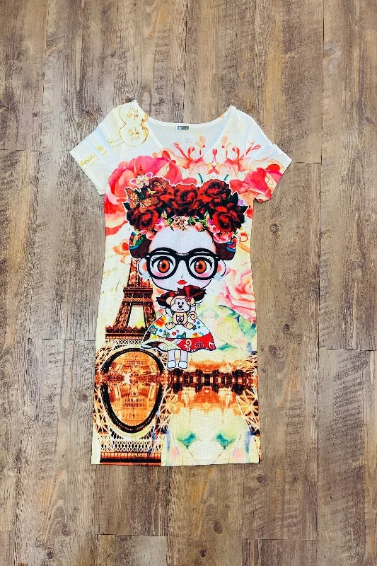 Frida Kahlo Bodycon Mini Dress Paris Fashionable Lace Mini Dress