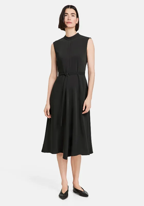 Gerry Weber Cutout Tie Back Midi Dress, Black Cozy Ribbed Knit Midi Dress