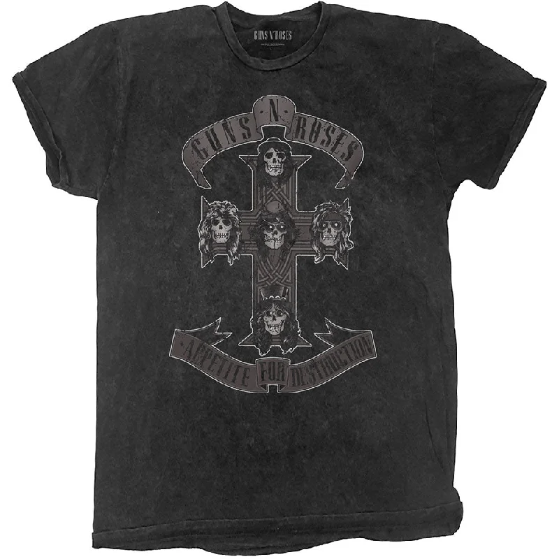 Guns N' Roses | Official Band T-shirt | Monochrome Cross (Dip-Dye) Collared Crew Neck Turtle Neck