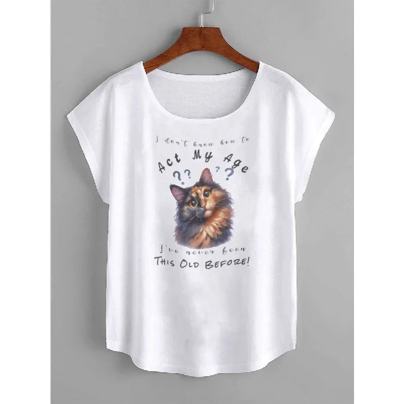 I Don't Know How to Act My Age Women's Tortie Cat T-shirt Elegant Classic Vintage