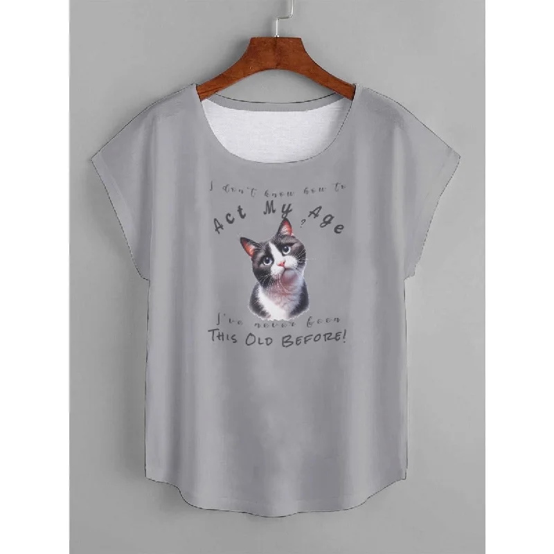 I Don't Know How to Act My Age Women's Tuxedo Cat T-shirt Real Fur Shearling Chenille I Don't Know How to Act My Age Women's Tuxedo Cat T-shirt Real Fur Shearling Chenille