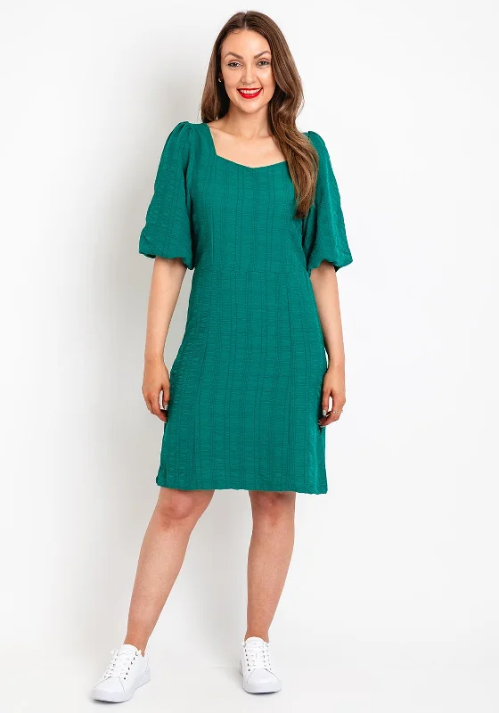 ICHI Cevino Sweetheart Neckline Textured Mini Dress, Green Trendy Cut-Out Mini Dress