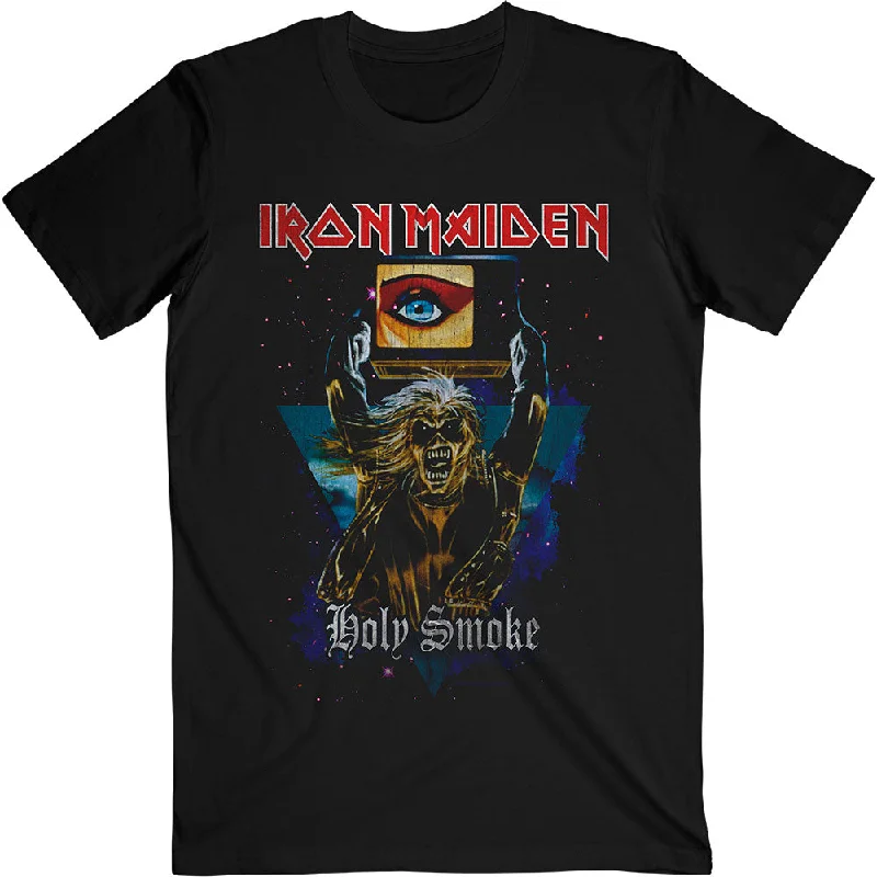 Iron Maiden | Official Band T-Shirt | Holy Smoke Space Triangle Embroidered Appliqued Beaded