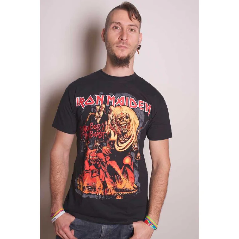 Iron Maiden | Official Band T-Shirt | Number of the Beast Graphic Welt Pockets Slit Pockets