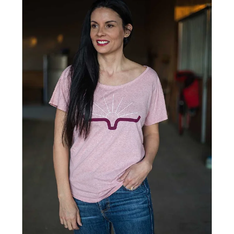 Kimes Ranch Women's Sunrise T-Shirt Notch Collar Peter Pan Collar Cowl Neck