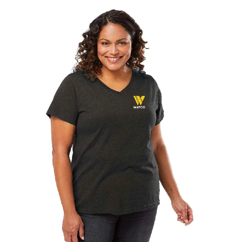 LAT - Curvy Collection Women's Fine Jersey V-Neck Tee - 3817 Casual Formal Business