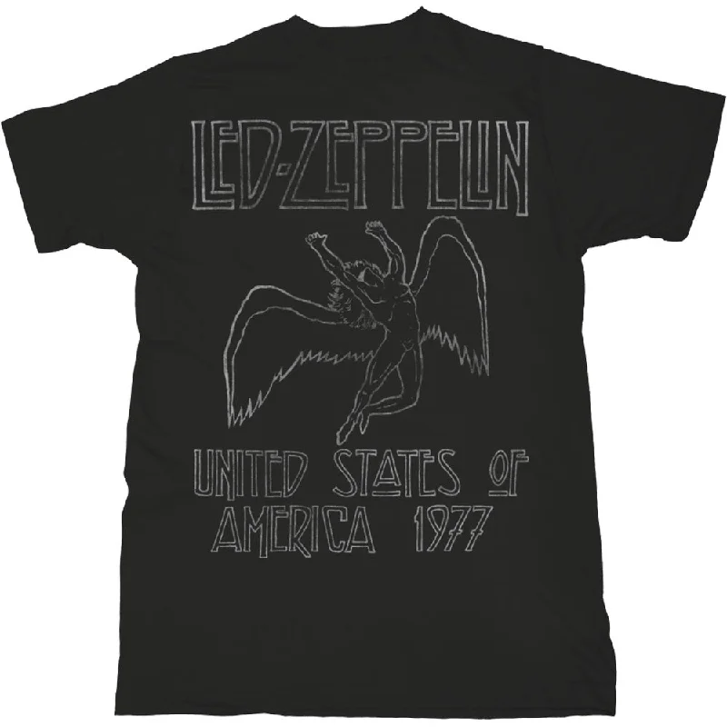 Led Zeppelin | Official Band T-shirt | USA '77. Cashmere Blend Cotton Blend Poly Blend