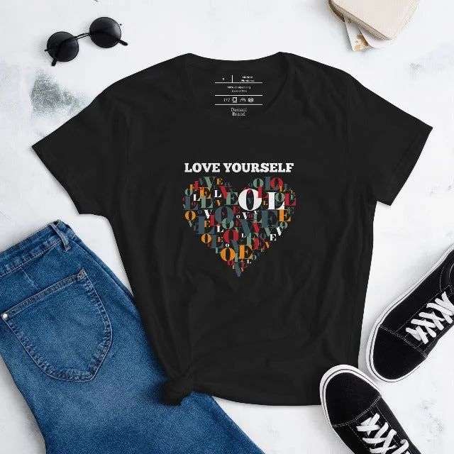 Love Yourself Short Sleeve T-Shirt Nylon Fabric Polyester Fabric Spandex Fabric