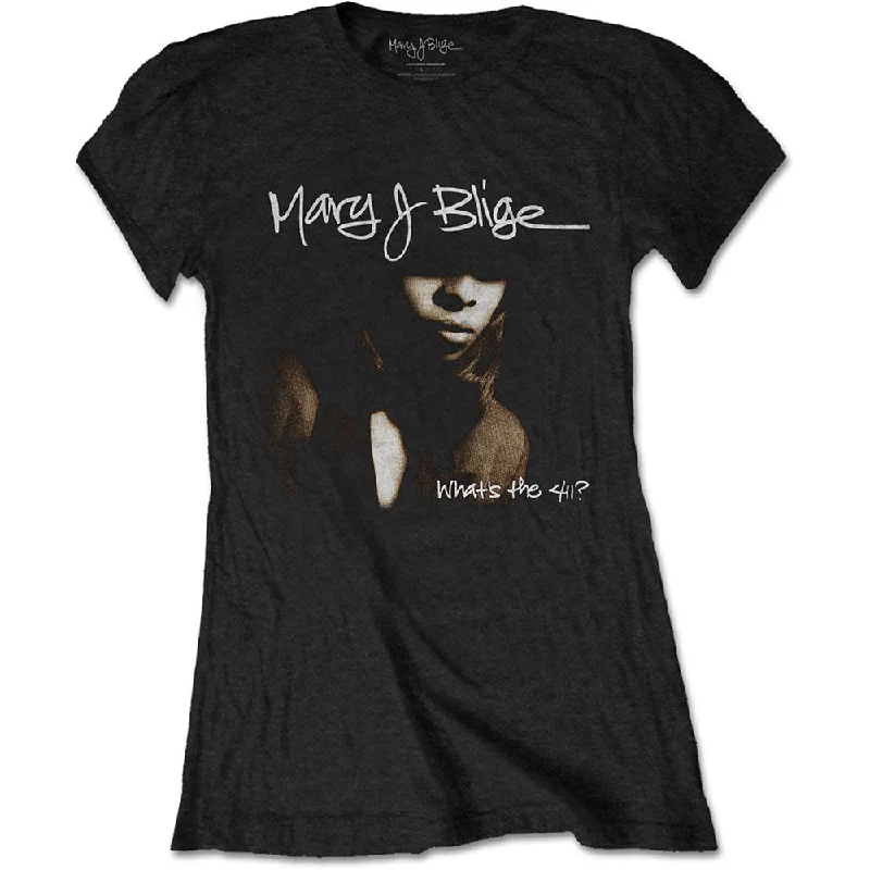 Mary J Blige Ladies T-Shirt: Cover Graphic Embroidered Appliqued