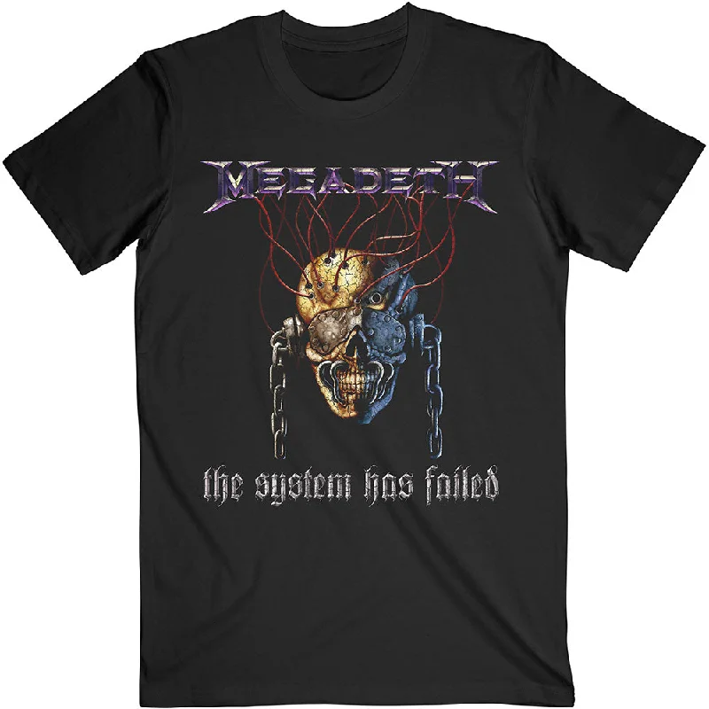 Megadeth | Official Band T-Shirt | Systems Fail Ribbed Striped Patterned