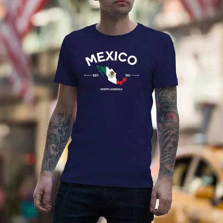 Mexico Flag T-Shirt Graphic Embroidered Appliqued