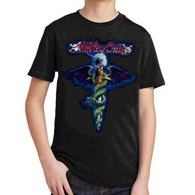 Motley Crue Kids T-Shirt: Blue Dragon Print Jacquard Patchwork