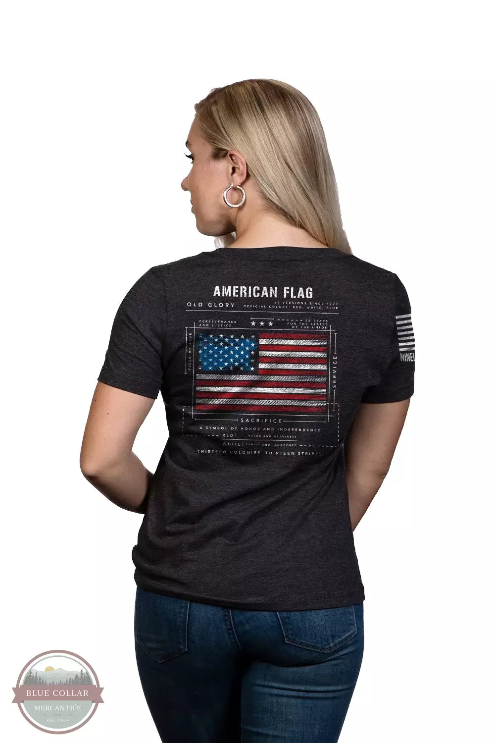 FLAGSCH-WRVN-HTHRDARKGREY American Flag Schematic T-Shirt Polka Dot Checkered Tartan