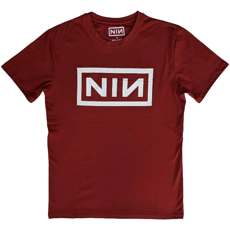 Nine Inch Nails | Official Band T-Shirt | Classic Logo (Burgundy) Mesh Canvas Denim