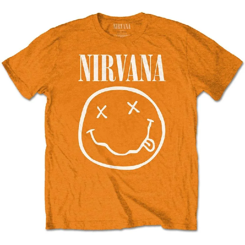 Nirvana Kids T-Shirt: Yellow Happy Face Jersey Fabric Tulle Fabric Batik Fabric