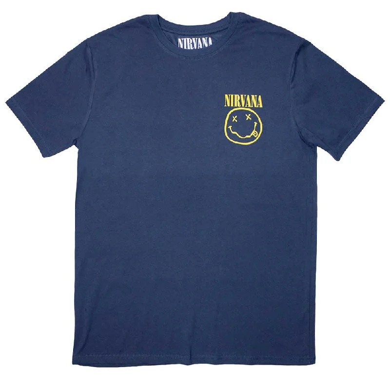 Nirvana | Official Band T-Shirt | Mini Happy Face Mesh Blend Leather Blend Suede Blend