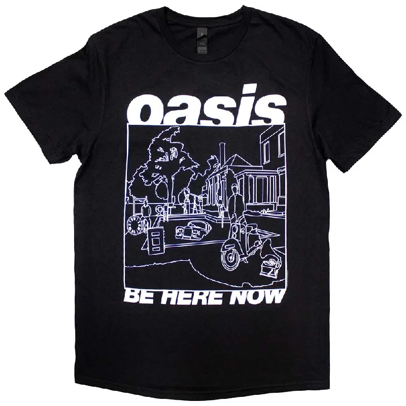 Oasis | Official Band T-Shirt | Be Here Now Line Drawing Lace Blend Ribbed Blend Corduroy Blend