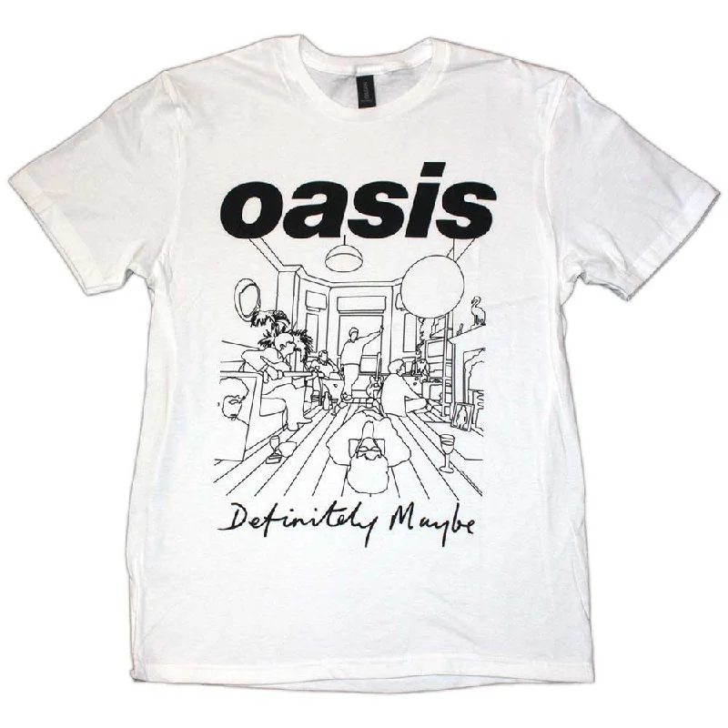 Oasis | Official Band T-Shirt | Definitely Maybe Line Drawing Mesh Canvas Denim