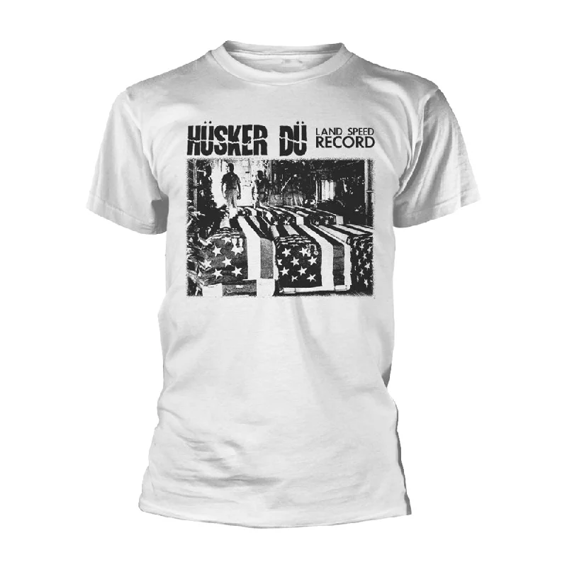 Husker Du Unisex T-shirt: Land Speed Record (White) Boxy Fit Fitted Loose