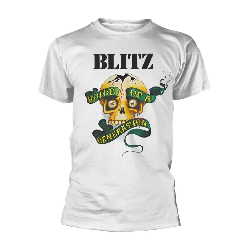 Blitz Unisex T-shirt: Voice Of A Generation (White) Terry Blend Velvet Blend Canvas Blend