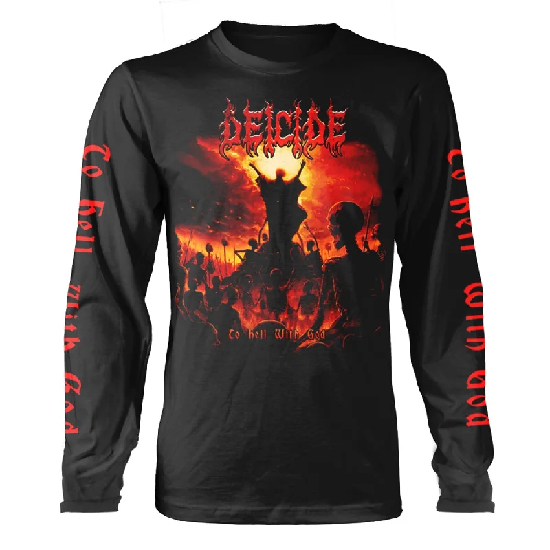 Deicide Unisex Long Sleeved T-shirt: To Hell With God Satin Fabric Silk Fabric Chiffon Fabric