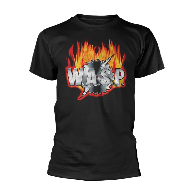 W.A.S.P. Unisex T-shirt: Sawblade Logo Spandex Blend Rayon Blend Denim Blend