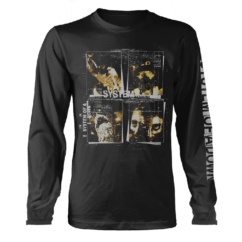 System Of A Down Unisex Long Sleeved T-shirt: Face Boxes Houndstooth Herringbone Solid