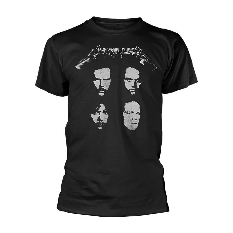 Metallica Unisex T-shirt: 4 Faces (back print) Knit Fabric Woven Fabric Fleece Fabric