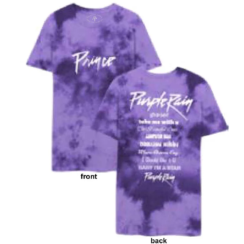 Prince | Official Band T-Shirt | Purple Rain (Wash Collection & Back Print) Striped Floral Plaid