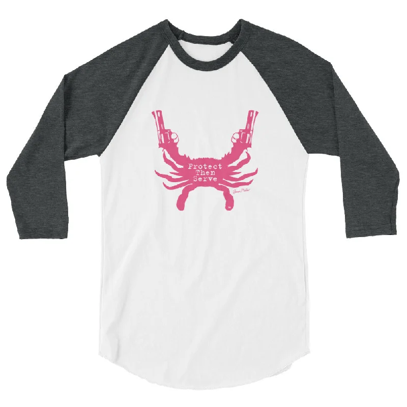Protect Then Serve 3/4-Sleeve Tee - Pink Casual Formal Business