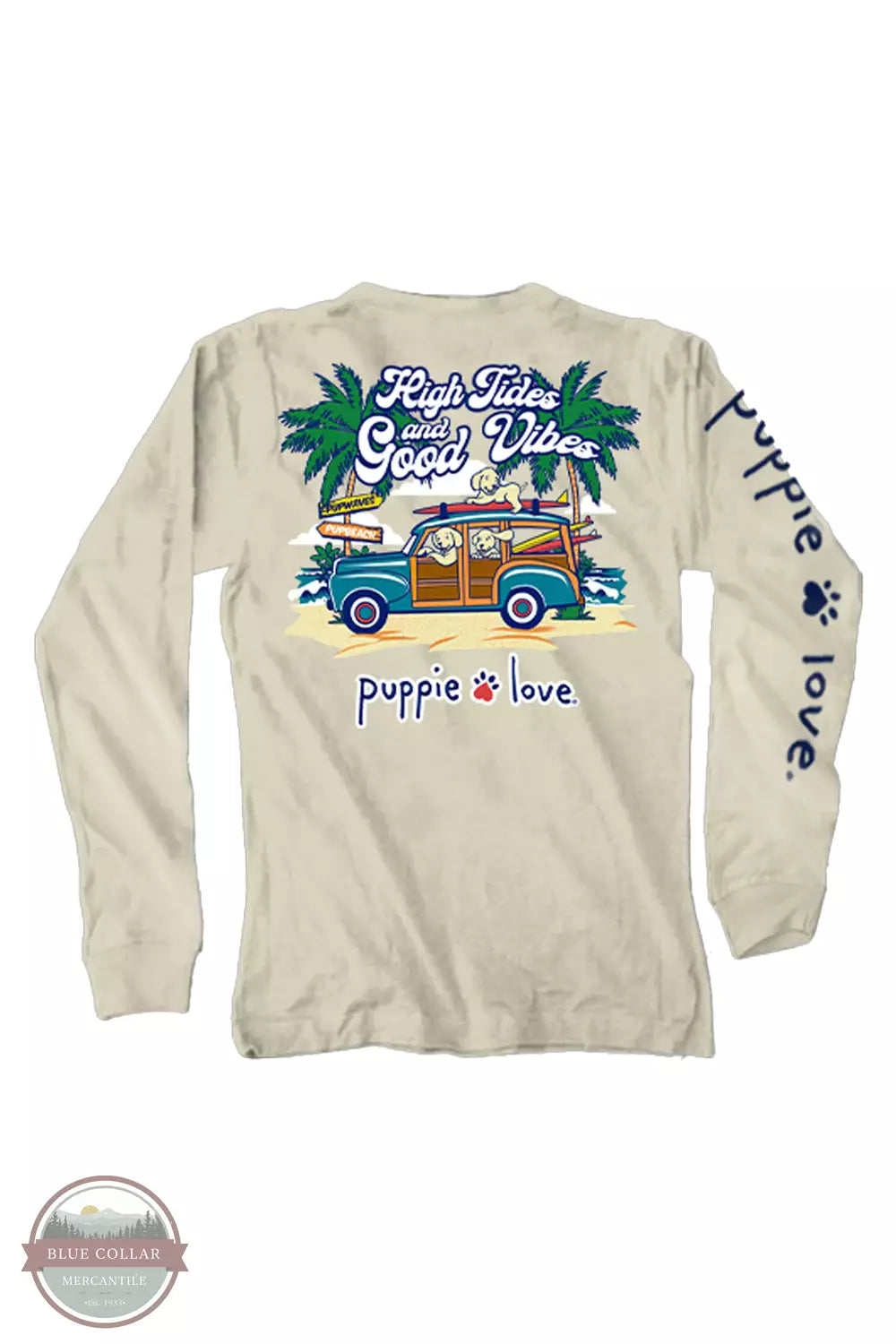 SPL1290 High Tides and Good Vibes Long Sleeve T-Shirt Handmade Hand-knitted Hand-woven
