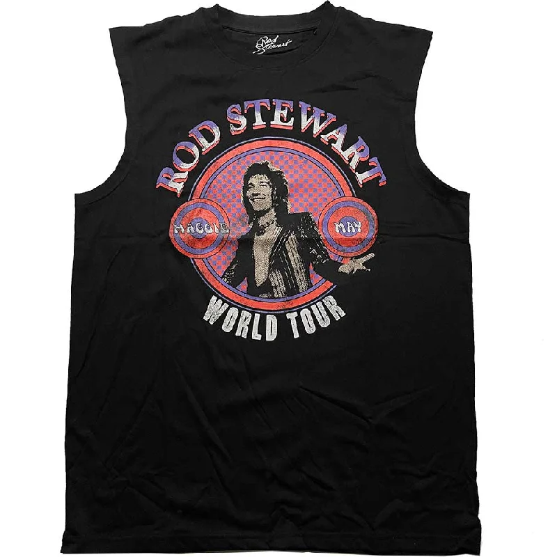 Rod Stewart Unisex Vest T-Shirt: World Tour (Tank) Boxy Fit Fitted Loose