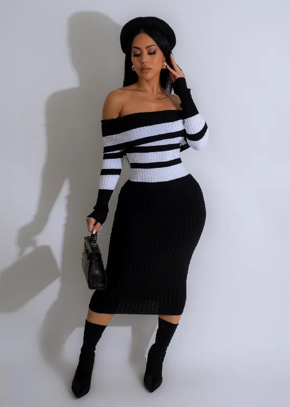 Rome Night Knitted Midi Dress White Stylish Tiered Midi Dress