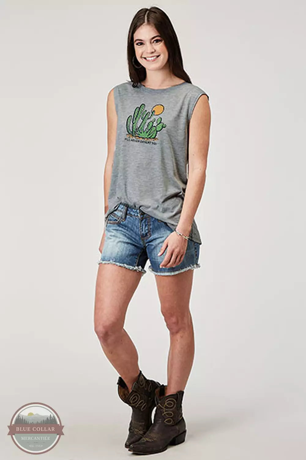 03-037-0513-2021 GY Jersey Knit Sleeveless T-Shirt Chenille Brocade Lace