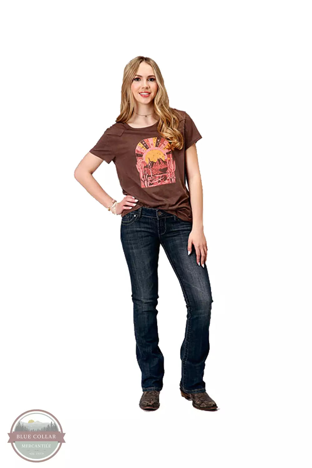 03-039-0513-0143 BR Desert Sun Short Sleeve T-Shirt Rayon Velvet Corduroy