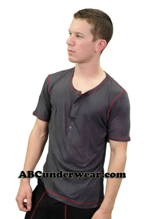 Mens Short Sleeved Front Button Viscose Tee -Closeout Nylon Fabric Polyester Fabric Spandex Fabric