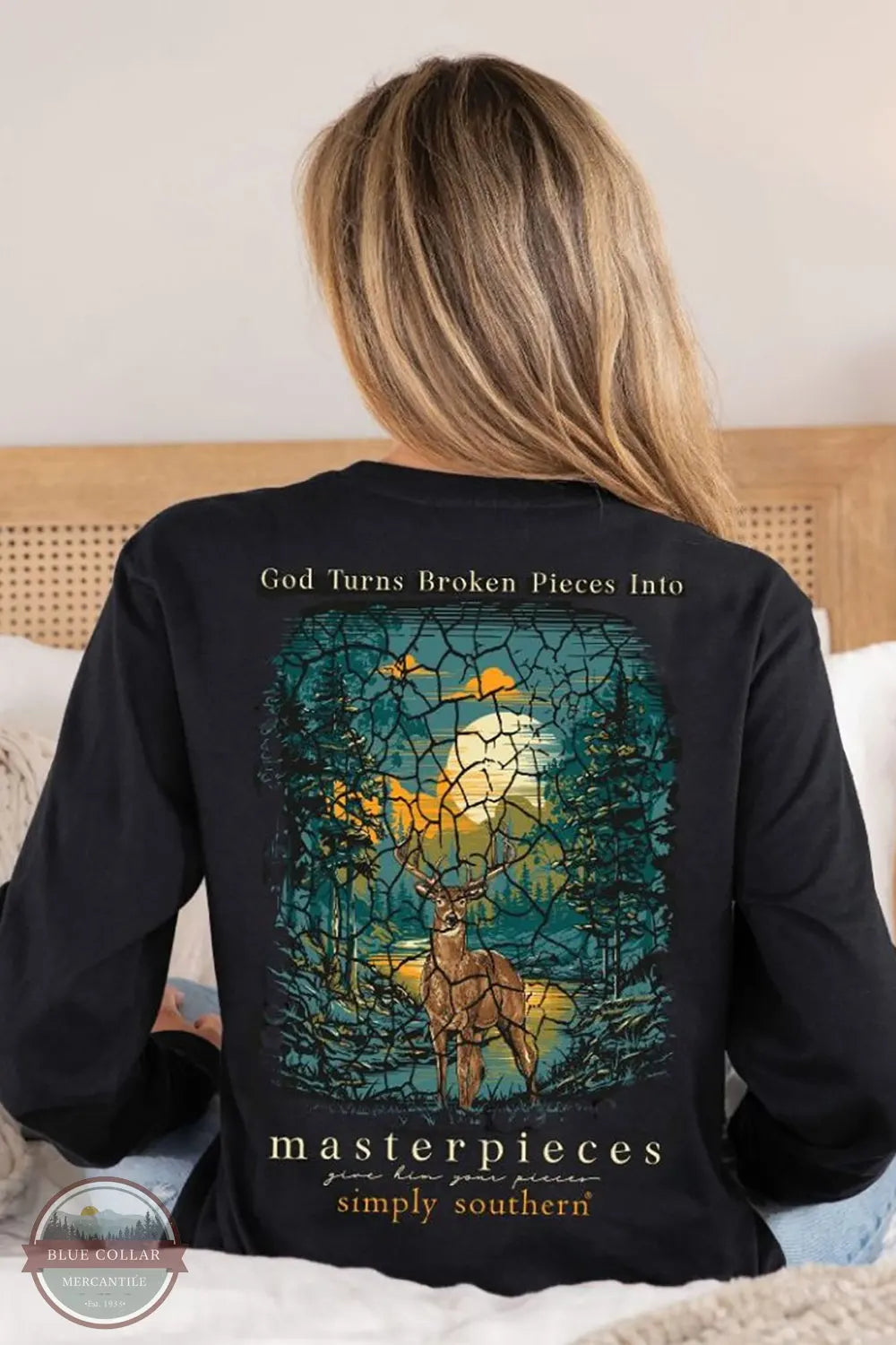 LS-BROKEN-BLACK God Turns Broken Pieces Into Masterpieces Long Sleeve T-Shirt Fitted T-Shirt Seamless Stretchy
