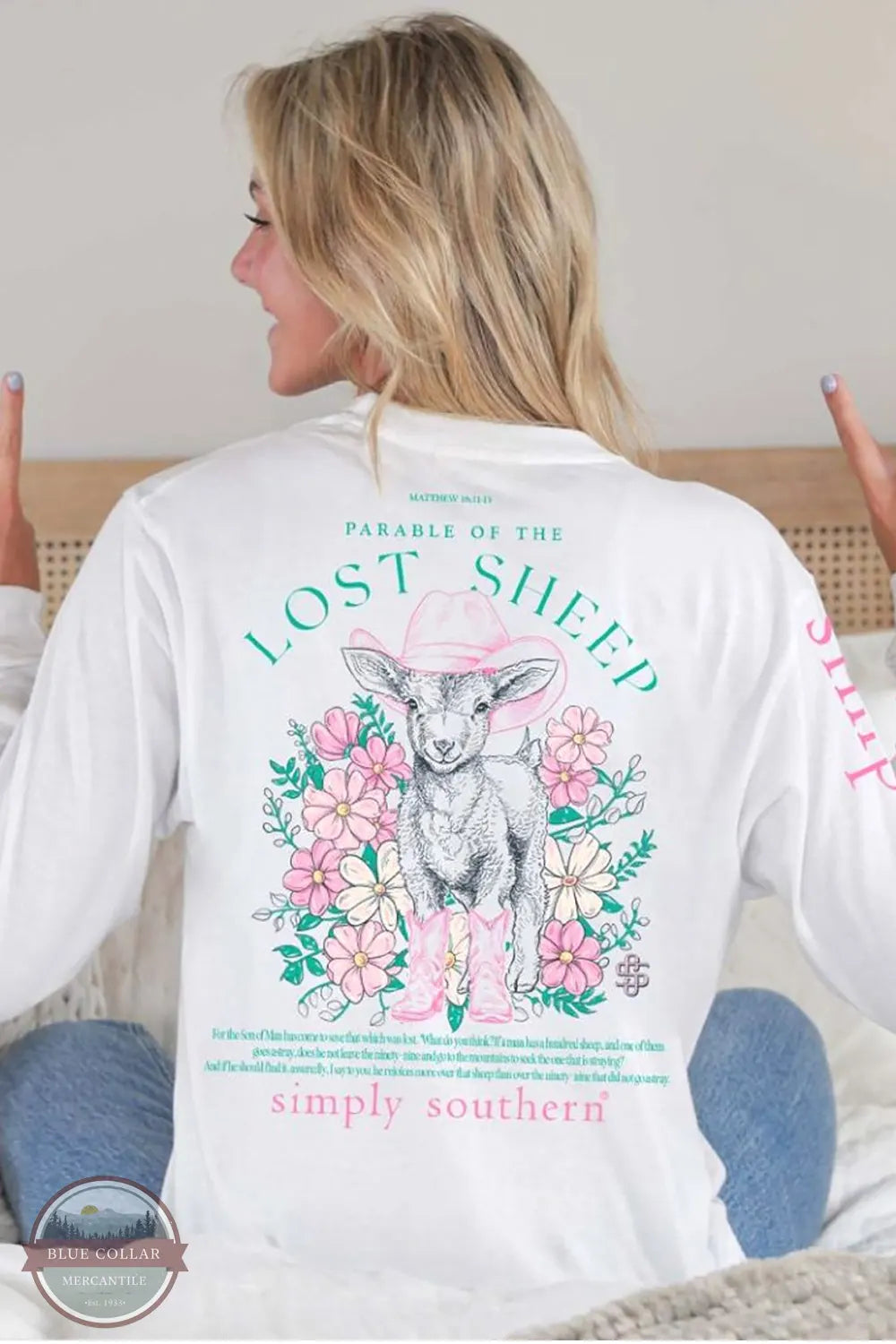 LS-SHEEP-WHITE Parable of the Lost Sheep Long Sleeve T-Shirt Machine Wash Dry Clean Hand Wash LS-SHEEP-WHITE Parable of the Lost Sheep Long Sleeve T-Shirt Machine Wash Dry Clean Hand Wash