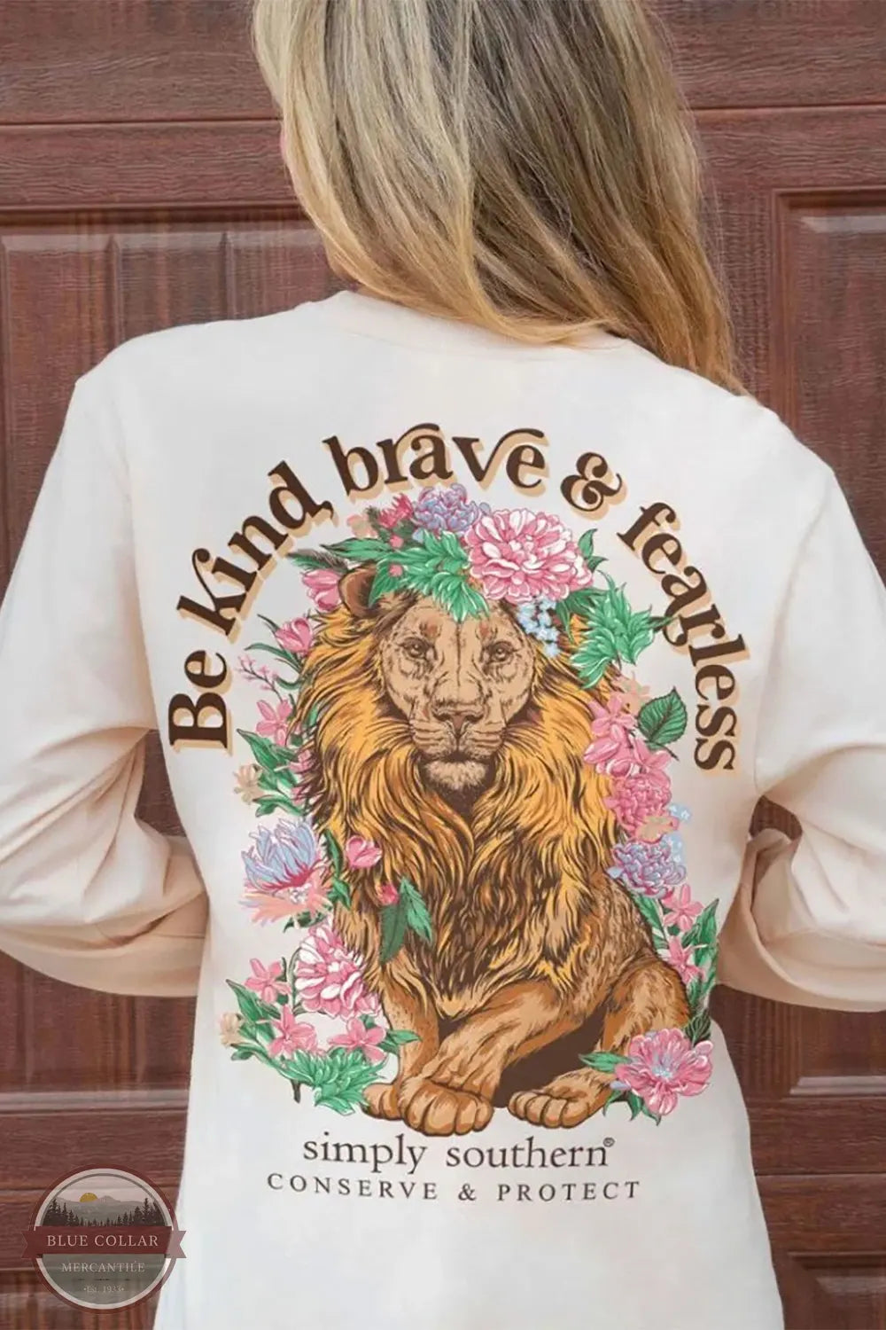 LS-TRACKL1-BRAVE-WHISPER Be Kind Brave & Fearless Trackable Long Sleeve T-Shirt Cashmere Blend Cotton Blend Poly Blend