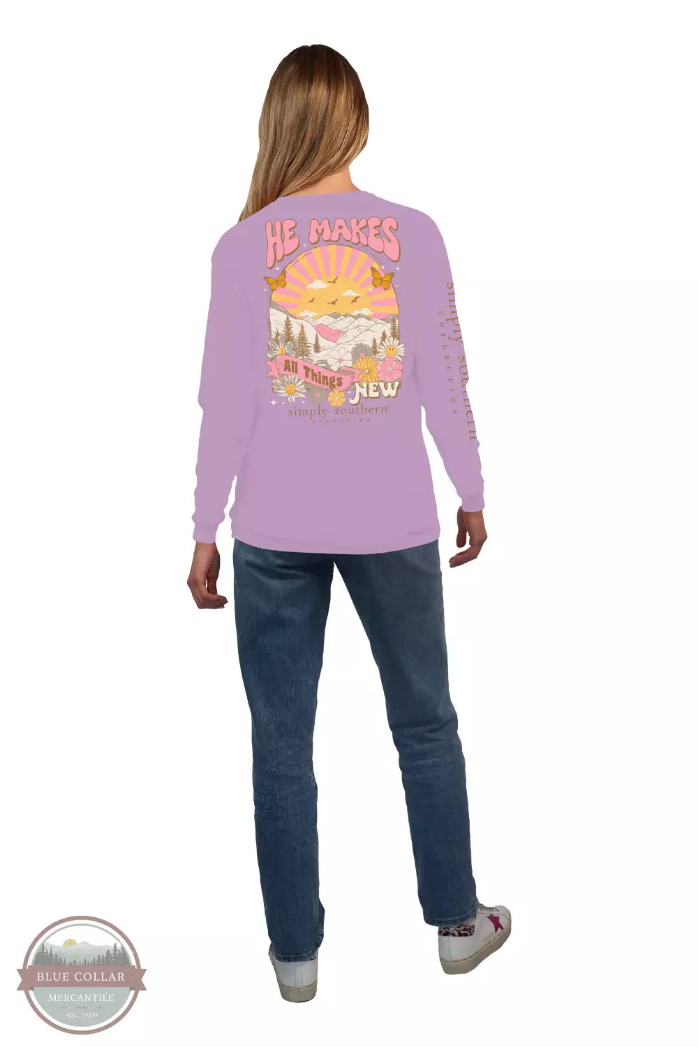 LS-NEW-LILAC He Makes All Things New Long Sleeve T-Shirt Graphic T-Shirt Round Neck Polyester LS-NEW-LILAC He Makes All Things New Long Sleeve T-Shirt Graphic T-Shirt Round Neck Polyester