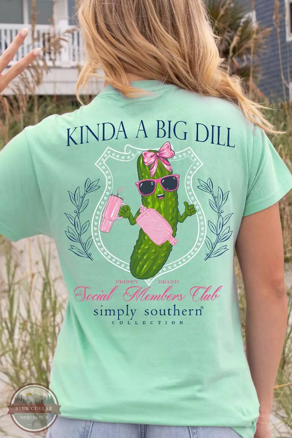 SS-BIGDILL-SEA Kinda a Big Dill T-Shirt Striped Floral Plaid